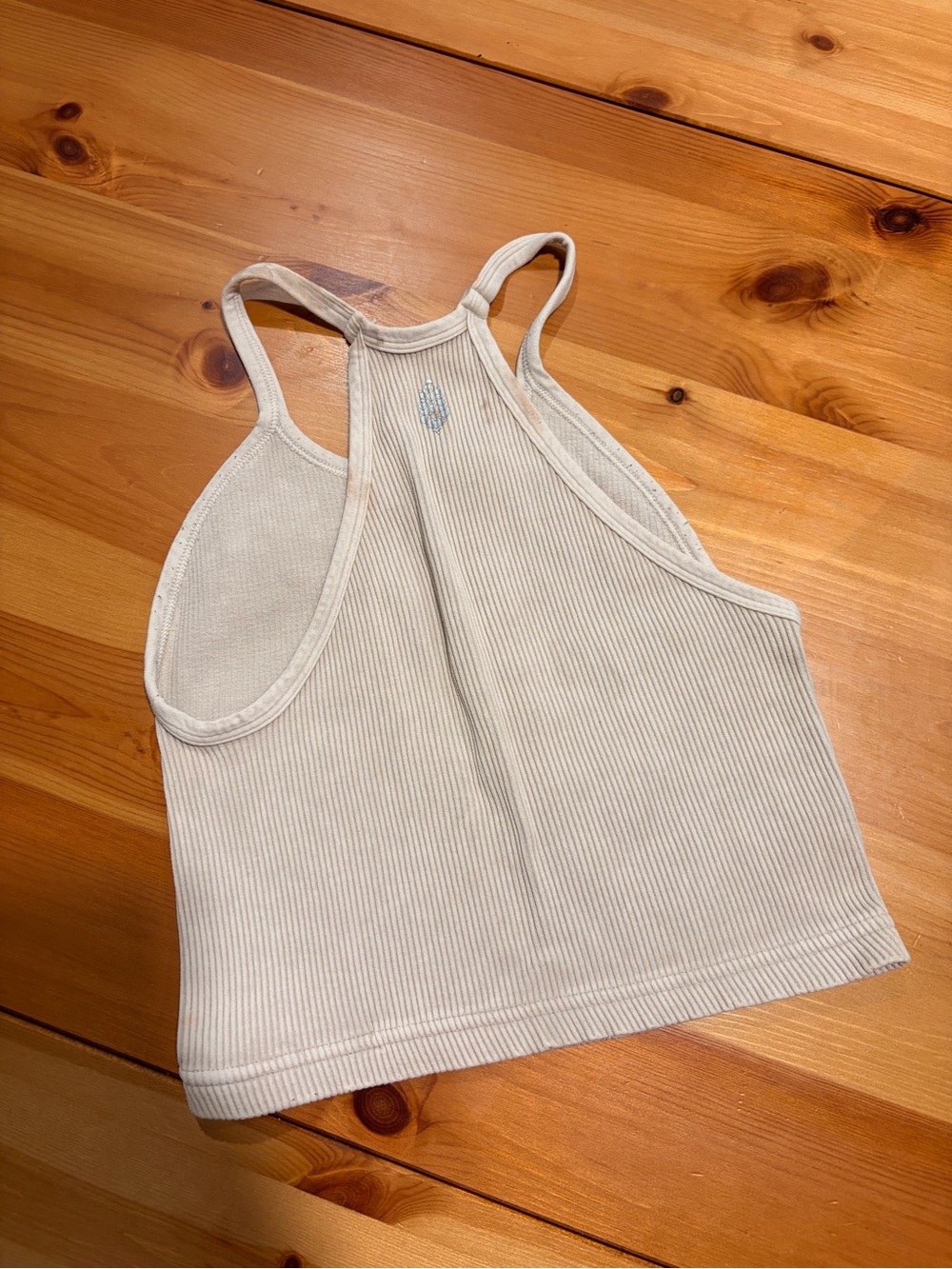 Free People Happiness Runs Ribbed Cropped Tank Top - Light Cream Beige - Picture 5 of 9